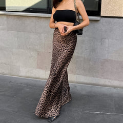 Leopard Print Mermaid Silhouette Skirt
