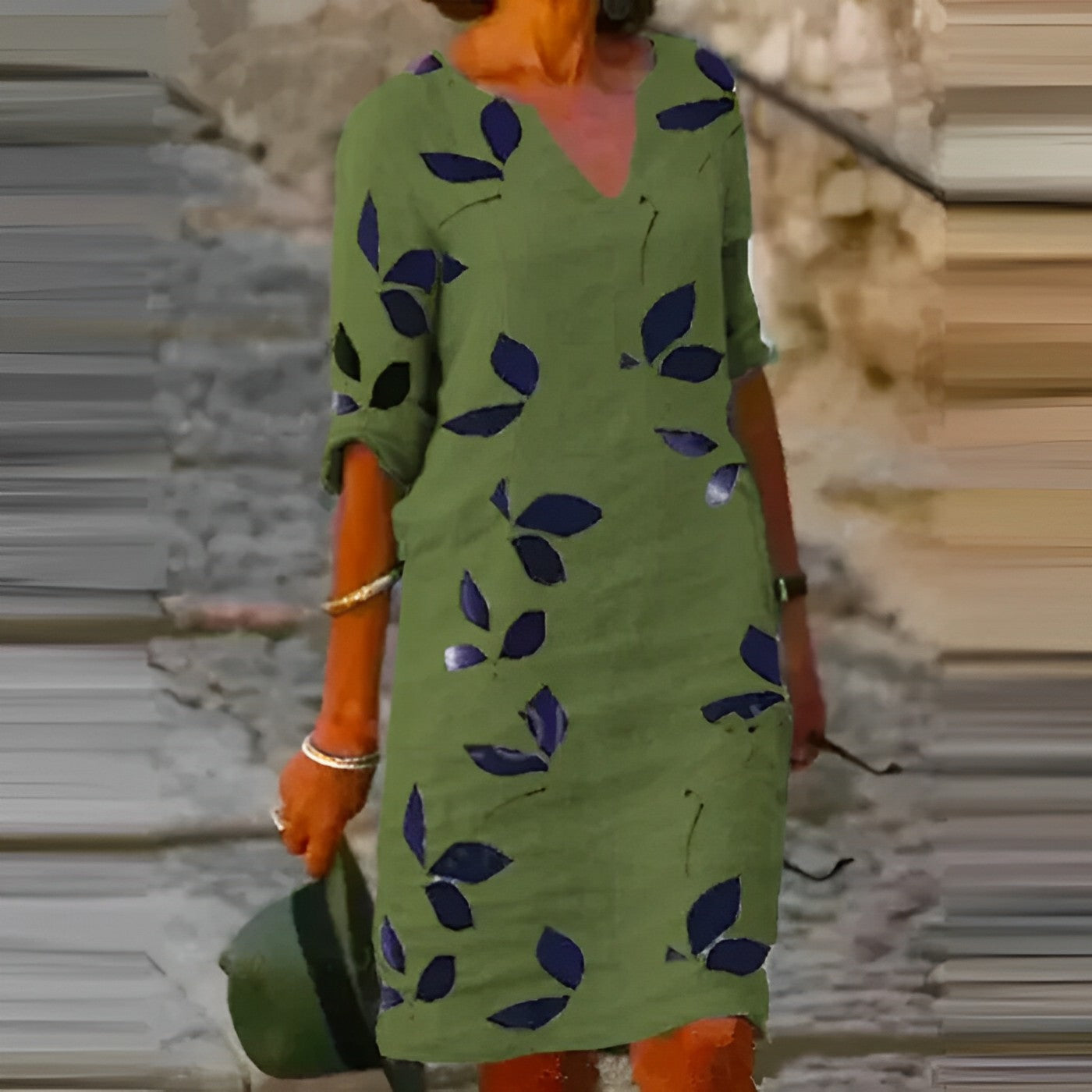 ELIZA | Summer dress with leaf pattern-1