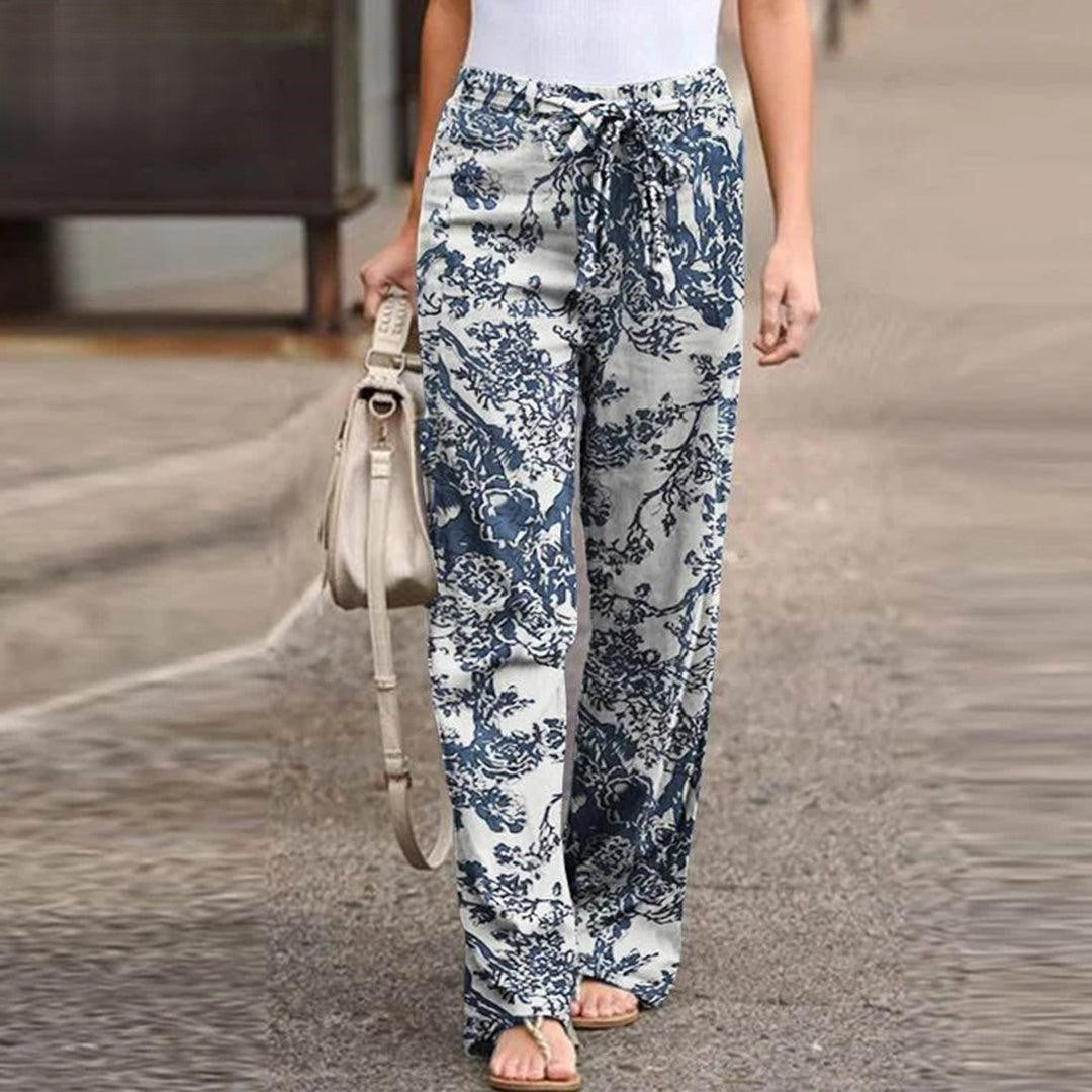 FLORA | Elegant Pants with Flowerprint Women-4