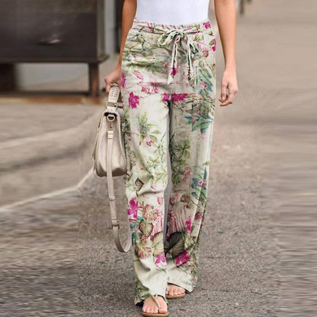 FLORA | Elegant Pants with Flowerprint Women-5