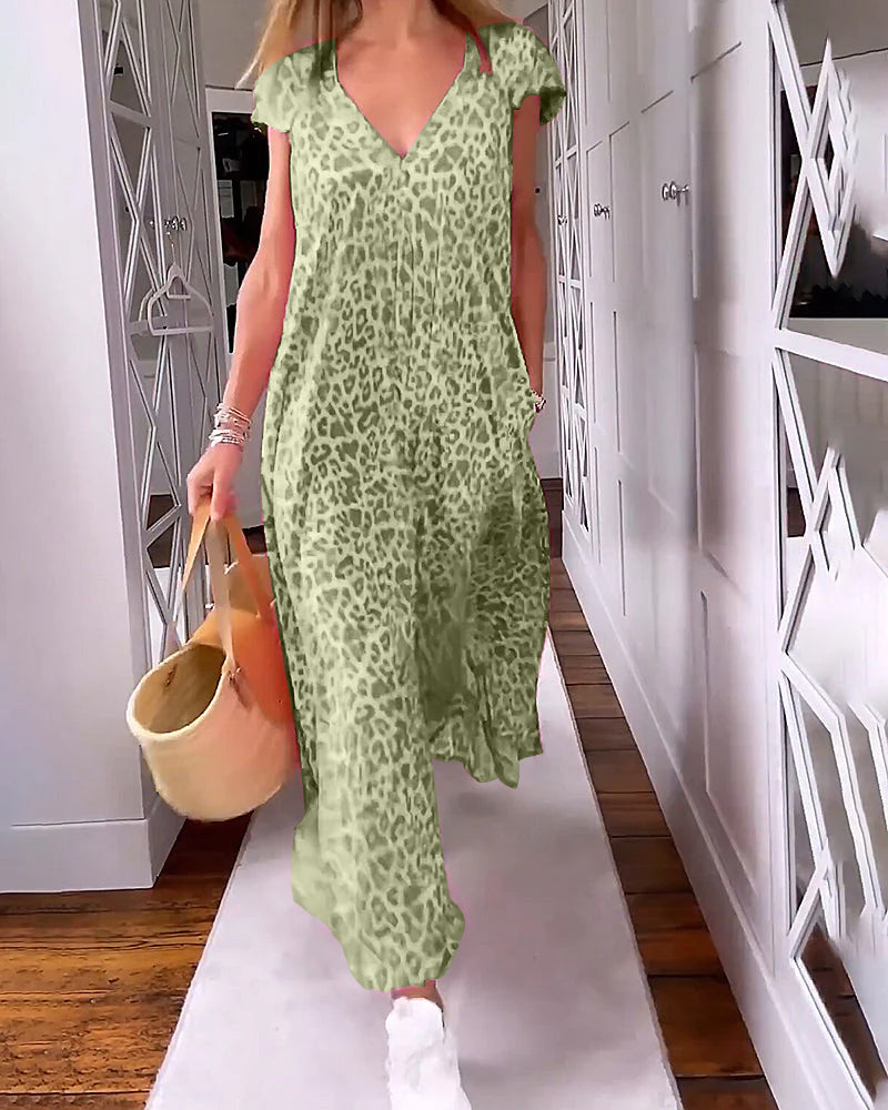 VANESSA | V-Neck Short Sleeve Long Dress-6