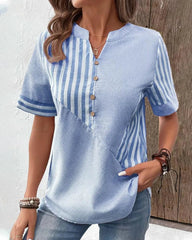 ESTELLA | Comfortable Striped Cotton Blouse-2