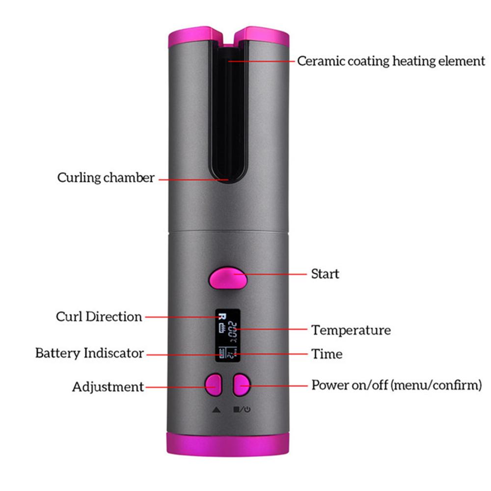 Cordless Tourmaline Ceramic Barrel Auto Hair Curler-6