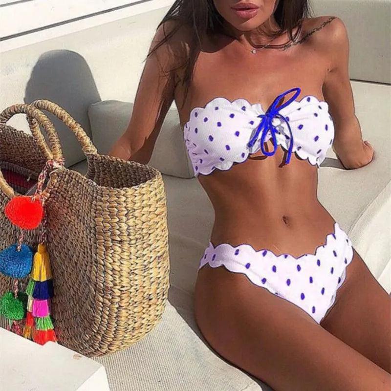 CATH | Chic Strapless Polkadot Bikini for Effortless Style-5