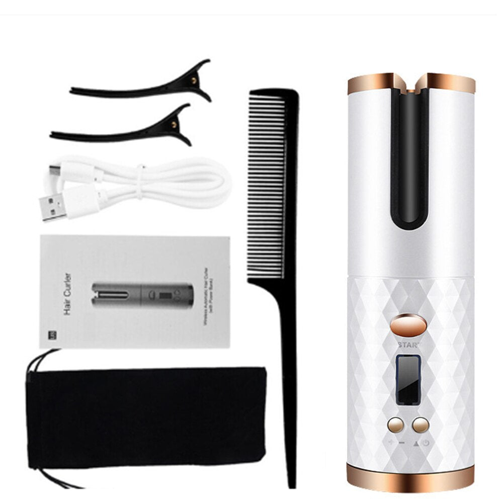 Cordless Tourmaline Ceramic Barrel Auto Hair Curler-2
