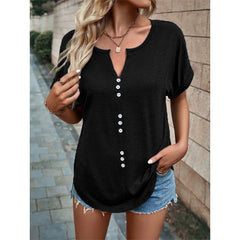 Bluse mit V-Ausschnitt und Knopfdetail - Sommerliches Berufskleidungs-Essential