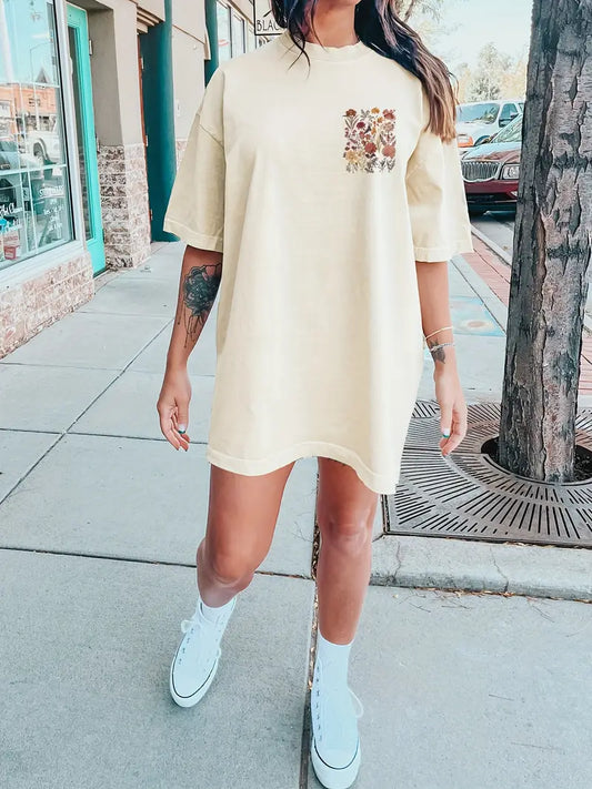  DAISY | Round Neckline T-shirt Dress-1