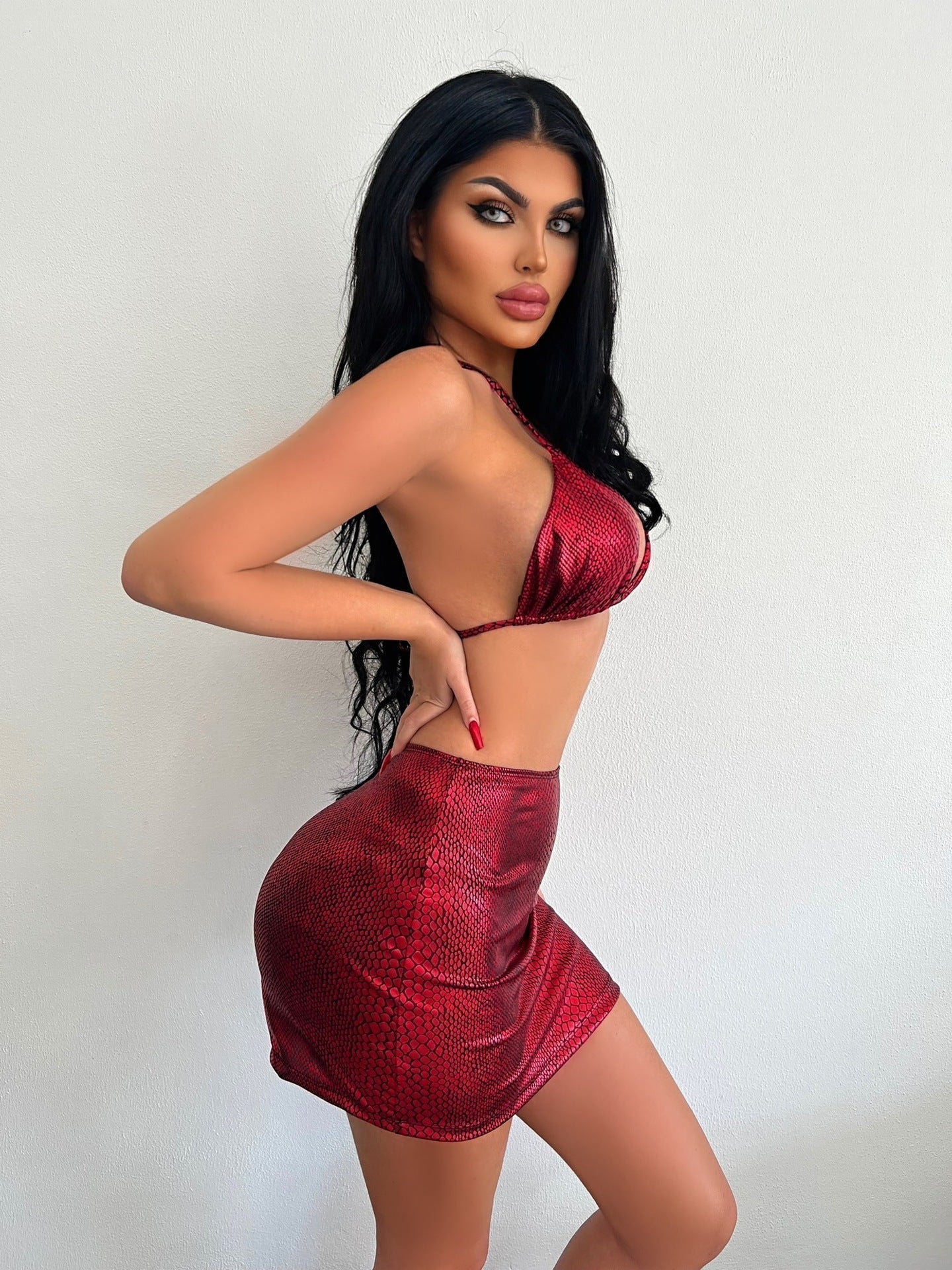 PHOEBE | Stylish 3-Piece Snake Print Bikini Set-4