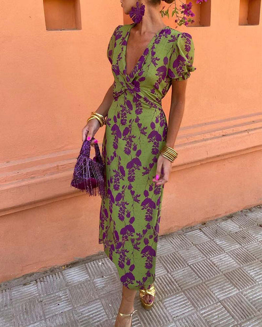  Hazel | Flattering Elegant Puff-Sleeve Dress-1