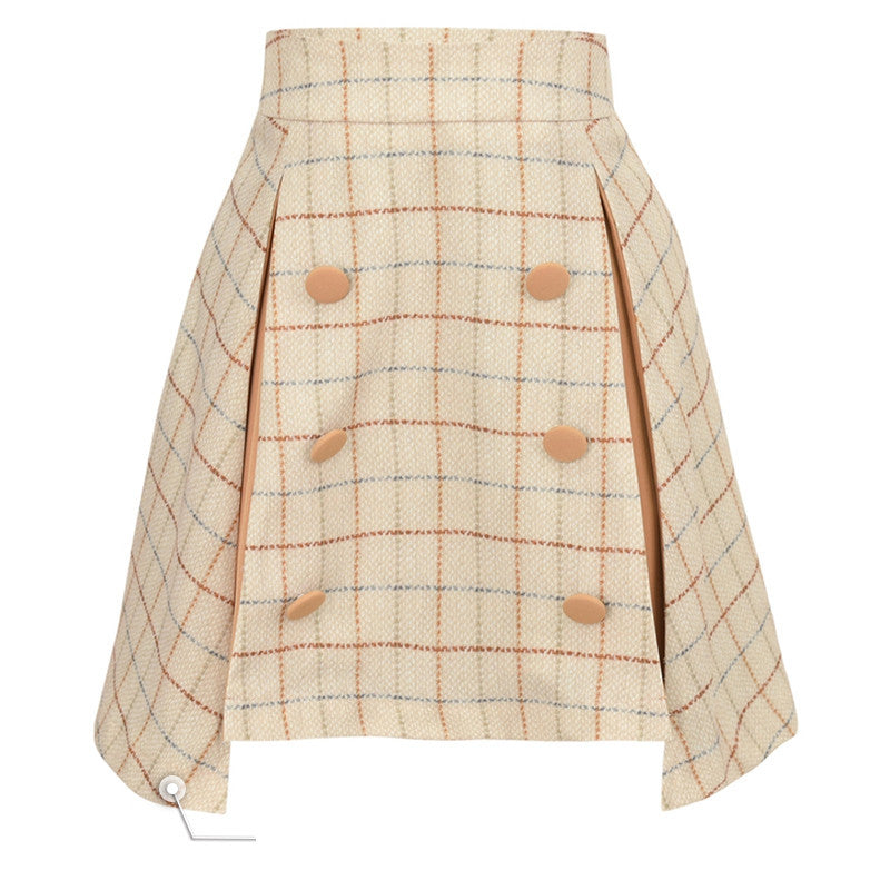 High-Waist Plaid Wool-Blend Mini Skirt