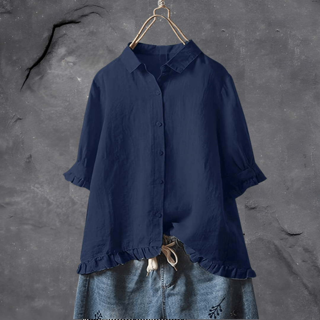  ANN | Stylish Loose-Fit Button-Down Shirt-1