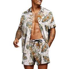  Men’s Two-Piece Set - Short-Sleeve Button-Up Shirt & Matching Shorts - Relaxed Fit-3