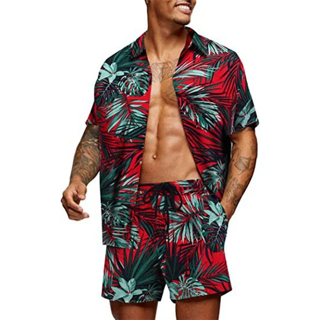  Men’s Two-Piece Set - Short-Sleeve Button-Up Shirt & Matching Shorts - Relaxed Fit-6