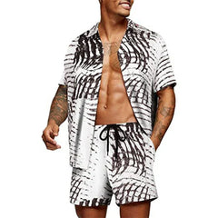  Men’s Two-Piece Set - Short-Sleeve Button-Up Shirt & Matching Shorts - Relaxed Fit-1