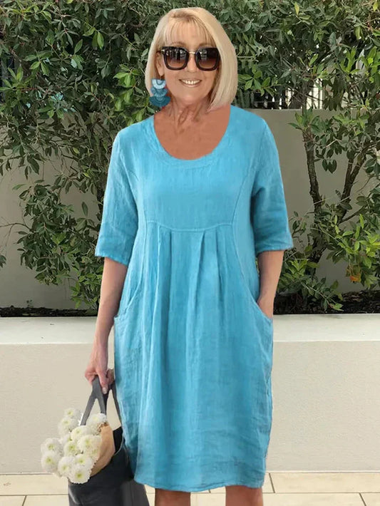  LISA | Effortlessly Chic Loose Cotton Blend Dress-1