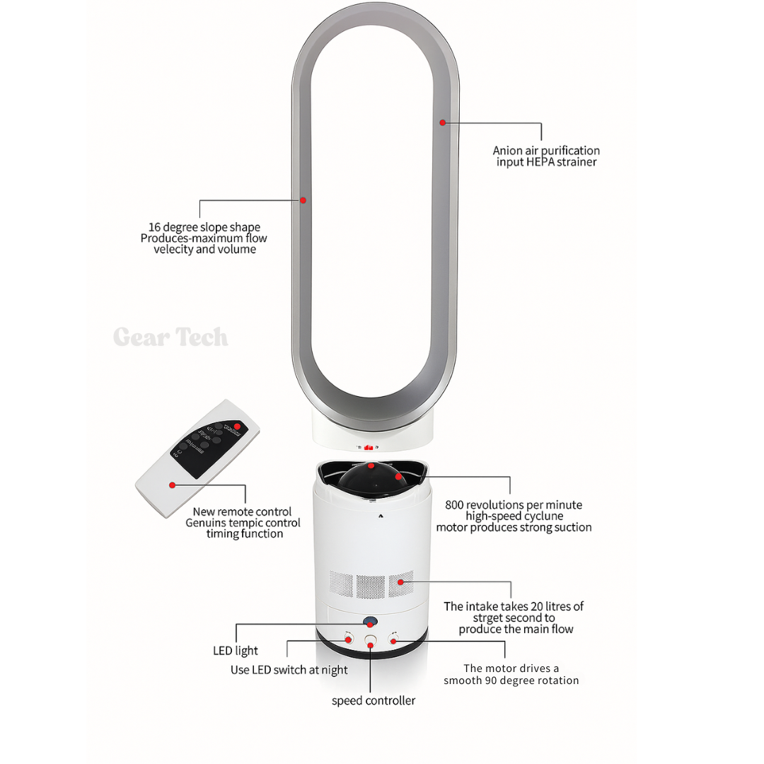 16 Inch Bladeless fan with remote control 4