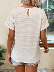  LANEY | Women's plain lace T-shirt with batwing sleeves-3