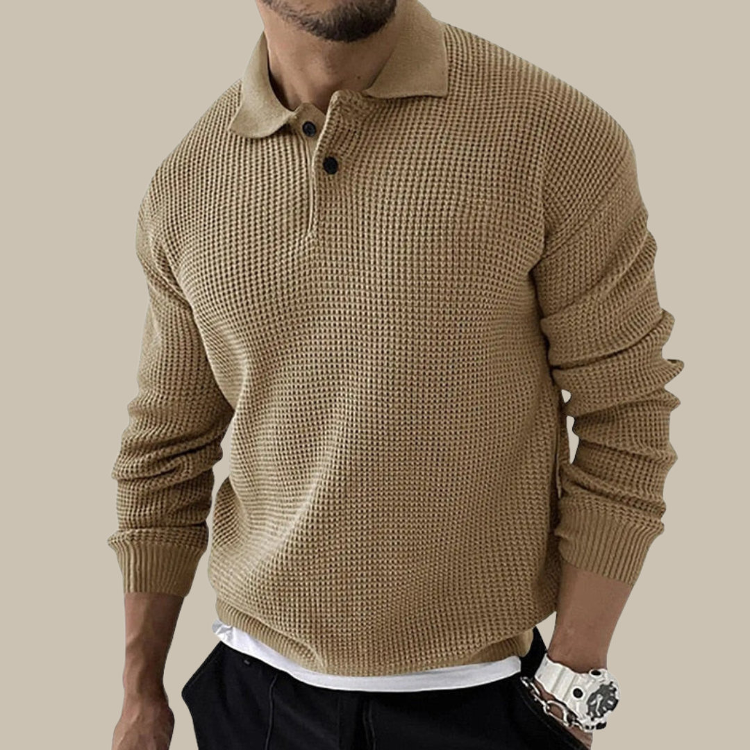 OSLO | Casual Chic Mens Polo Shirt Long Sleevs-3