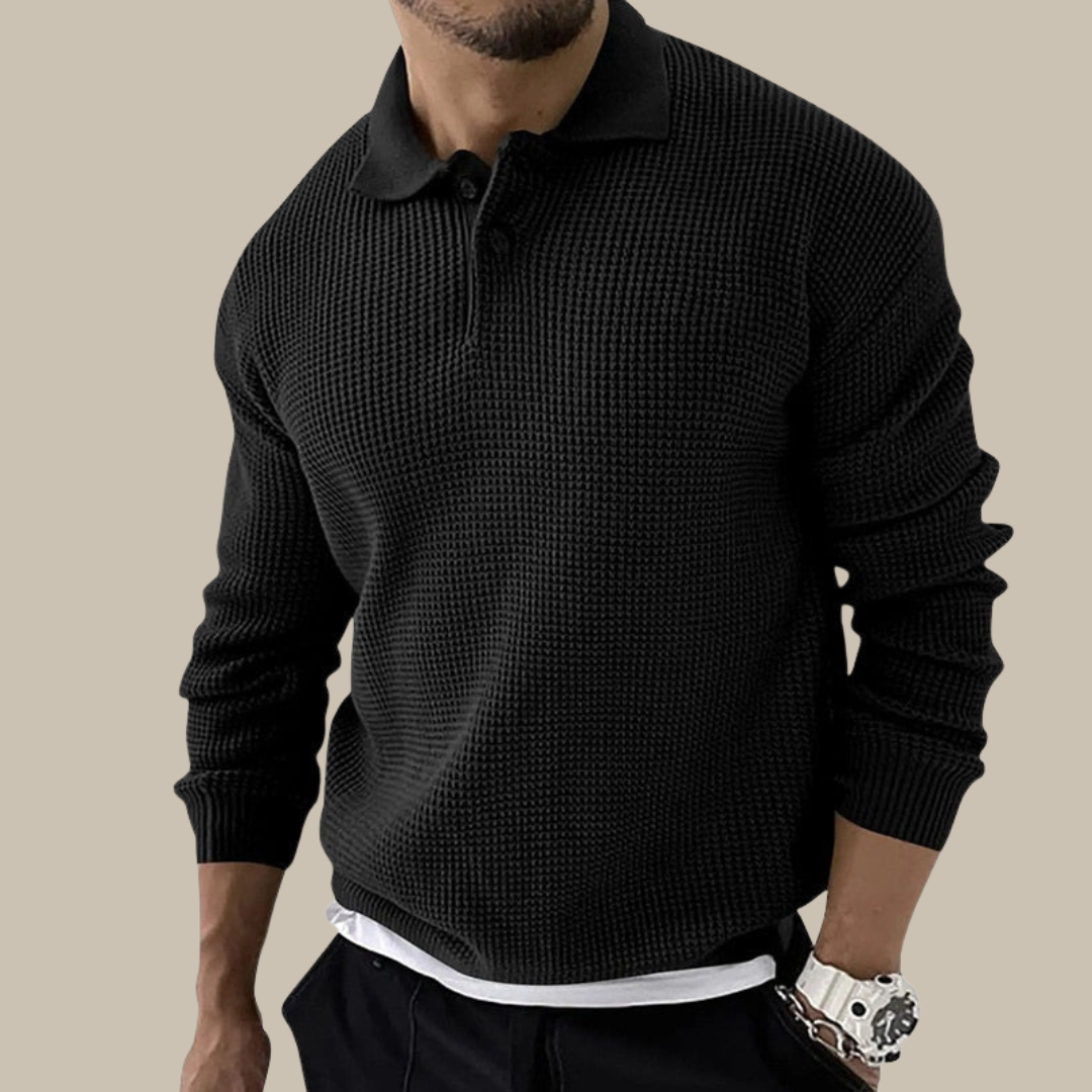 OSLO | Casual Chic Mens Polo Shirt Long Sleevs-5