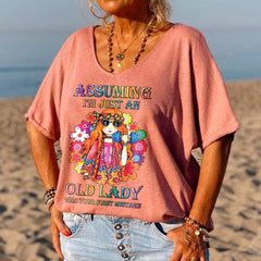  CLARA | Stylish Printed V-neck Fun Shirt-4