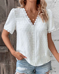  ZOE | Lace Blouse Short Sleeves with V-Neck-3