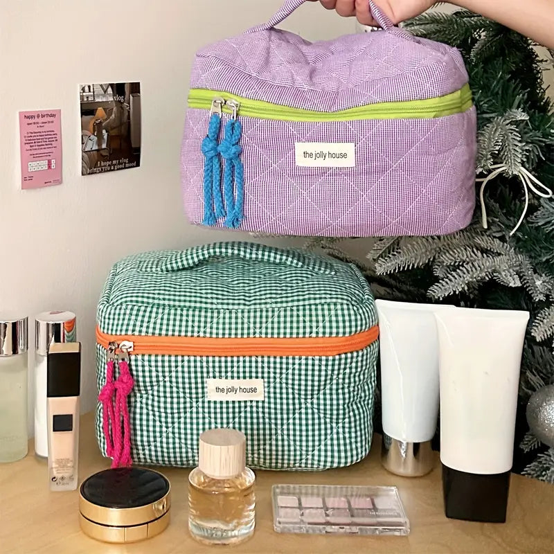 Rosielyn | Checkered Cotton Cosmetic Bag for Travel 4
