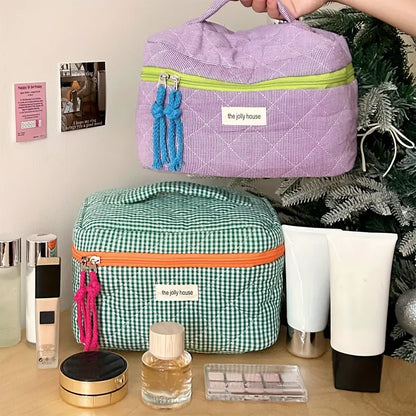 Rosielyn | Checkered Cotton Cosmetic Bag for Travel 4
