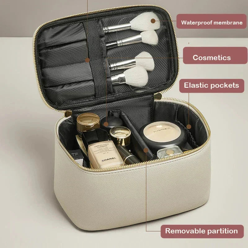 Dalia | Women's Deluxe Leather Travel Makeup Bag 5