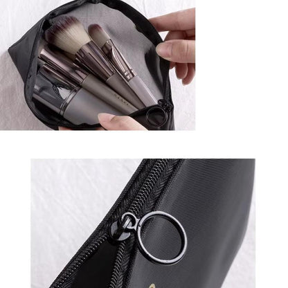 Indy | Black Mesh Travel Makeup Bag with Zipper 3
