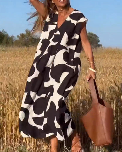  CLAIRE | Printed Maxi Dress with V-Neck-2