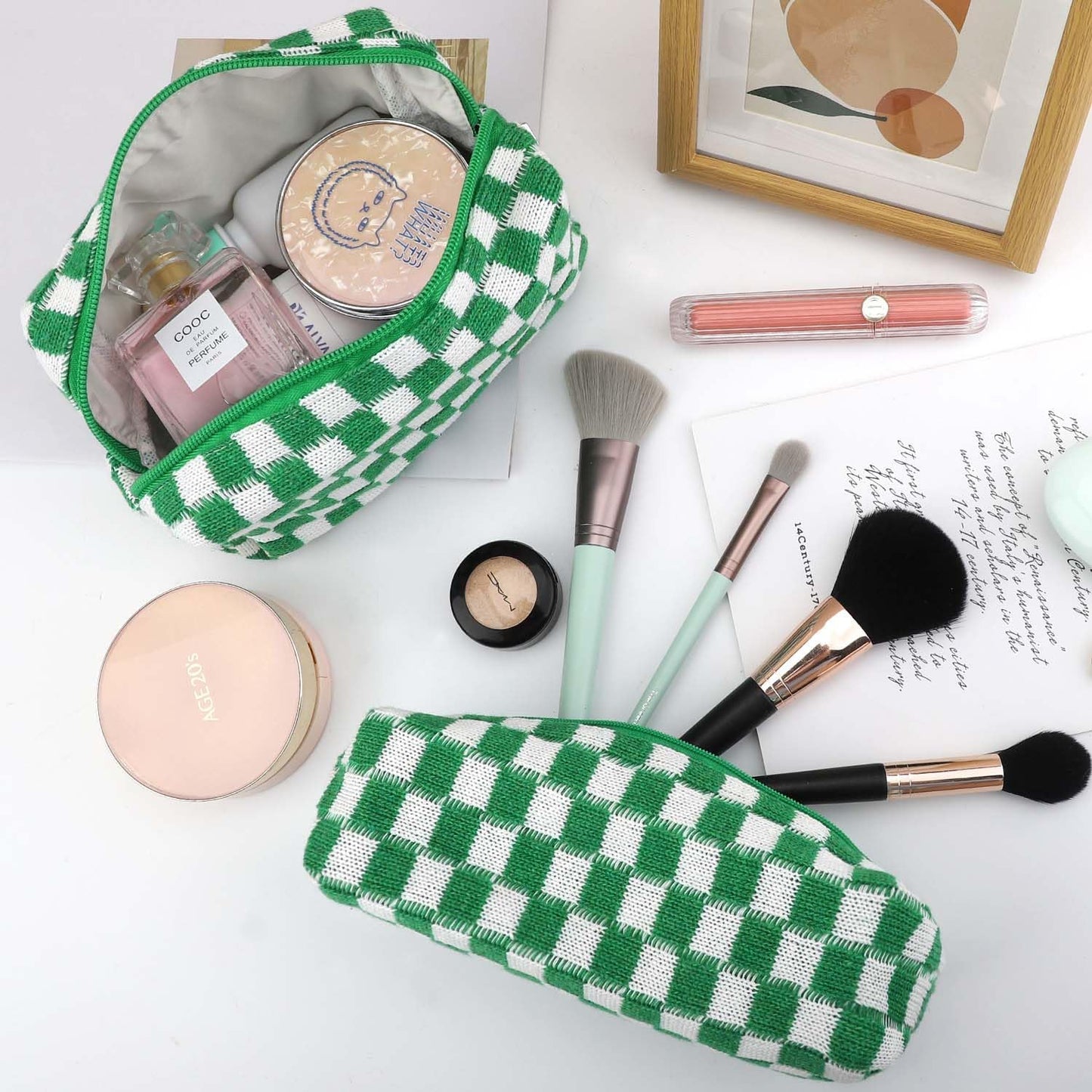 Claire | Stylish and Functional Checked Beauty Organizer Set 6