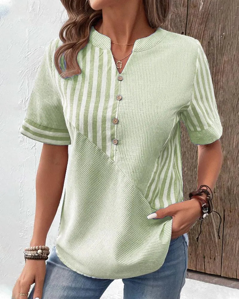  ESTELLA | Comfortable Striped Cotton Blouse-3