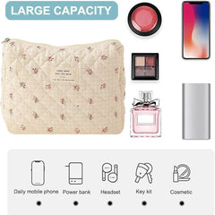 Ailany | Elegant Quilted Floral Makeup Bag 3