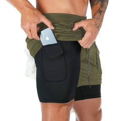  Men's fitness shorts with double layer-3