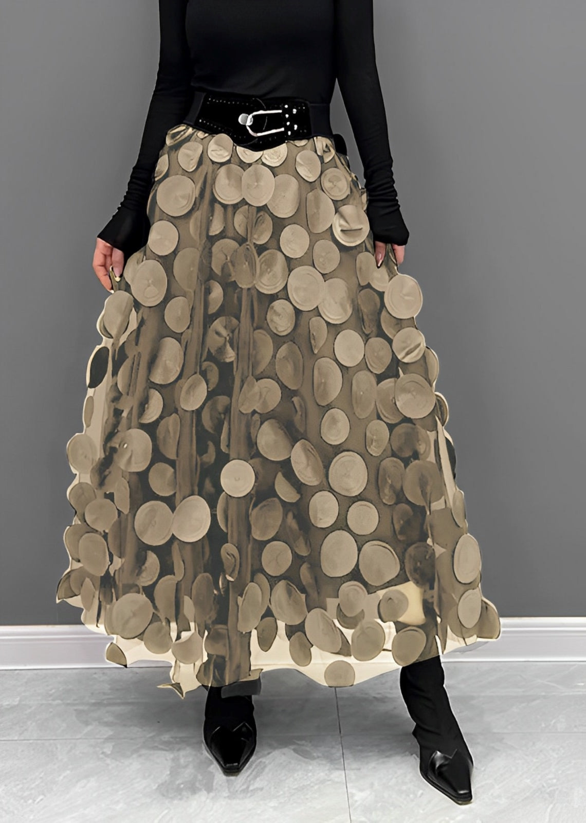  LAURA | Black Skirt with Dots-6