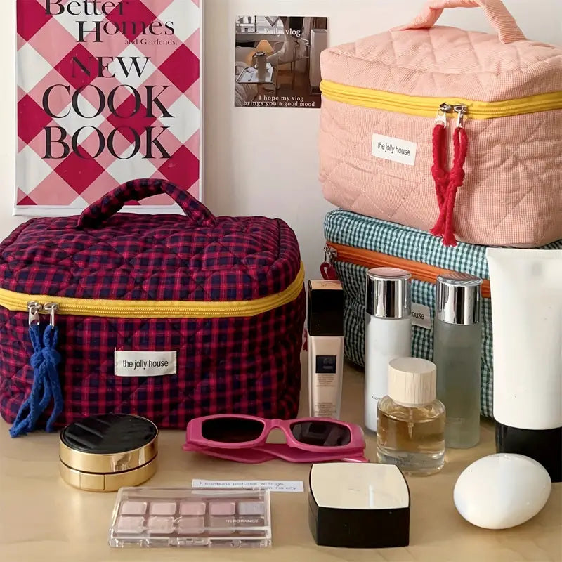 Rosielyn | Checkered Cotton Cosmetic Bag for Travel 5