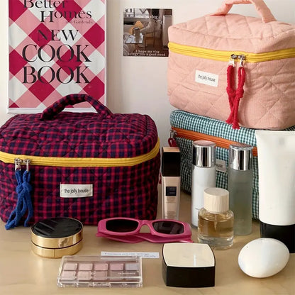 Rosielyn | Checkered Cotton Cosmetic Bag for Travel 5