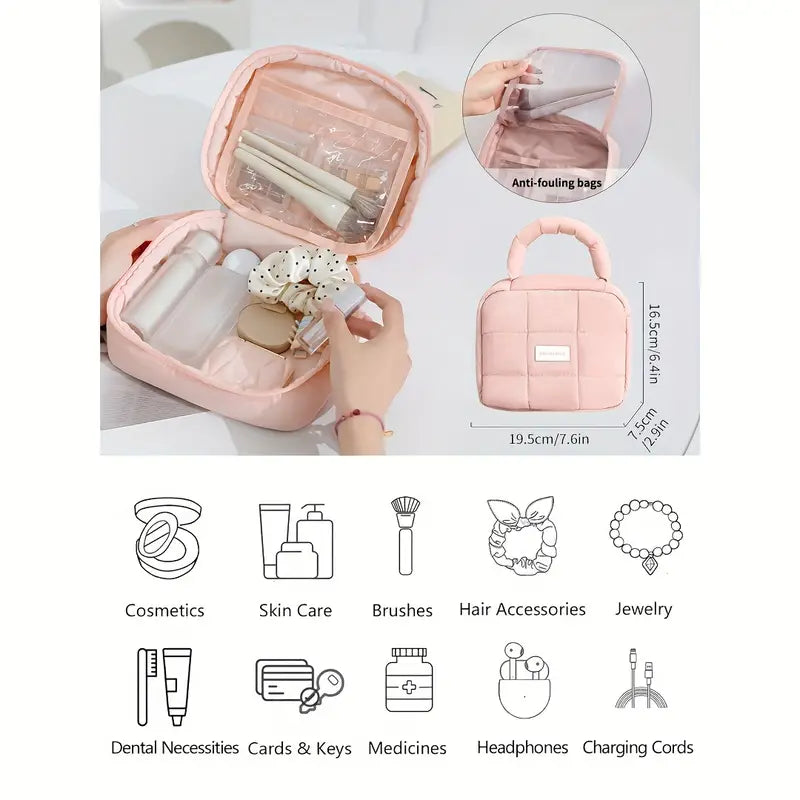 Andie | Padded, Quilted Travel Makeup Cosmetic Bag 4