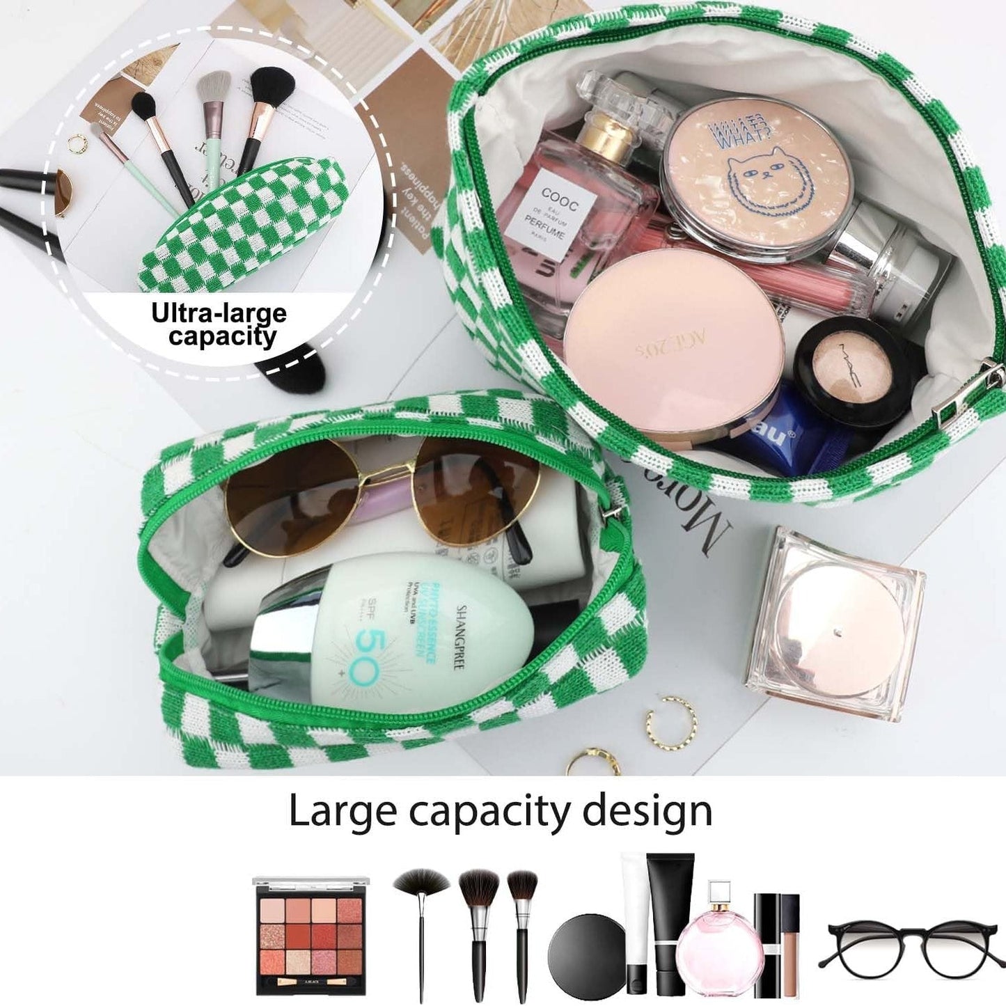 Claire | Stylish and Functional Checked Beauty Organizer Set 5