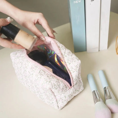 Clara | Padded Quilted Floral Makeup Bag 5