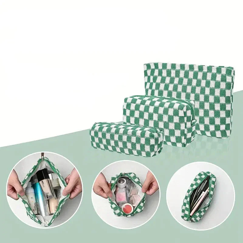 Claire | Stylish and Functional Checked Beauty Organizer Set 4