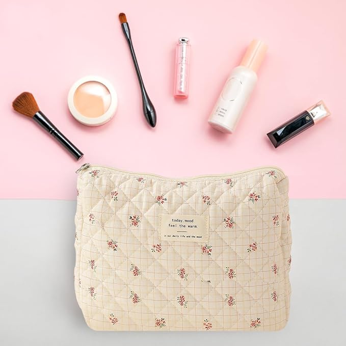 Ailany | Elegant Quilted Floral Makeup Bag 4