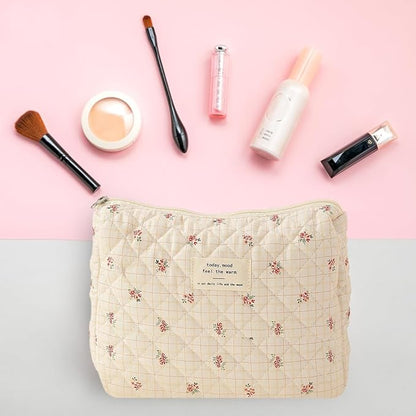 Ailany | Elegant Quilted Floral Makeup Bag 4