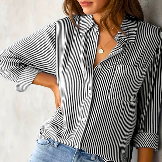  OLIVIA | Comfortable Classic Button Down Blouse-1