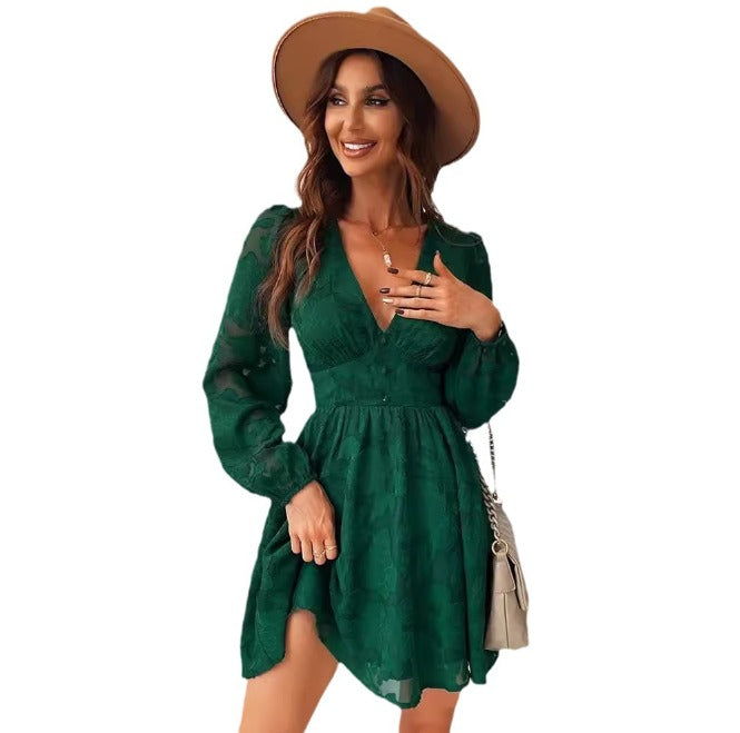  ANNA | Gorgeous Satin Dress with Puff Sleeves-3