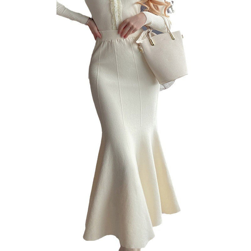 High-Waist Fishtail Thread Detail Skirt