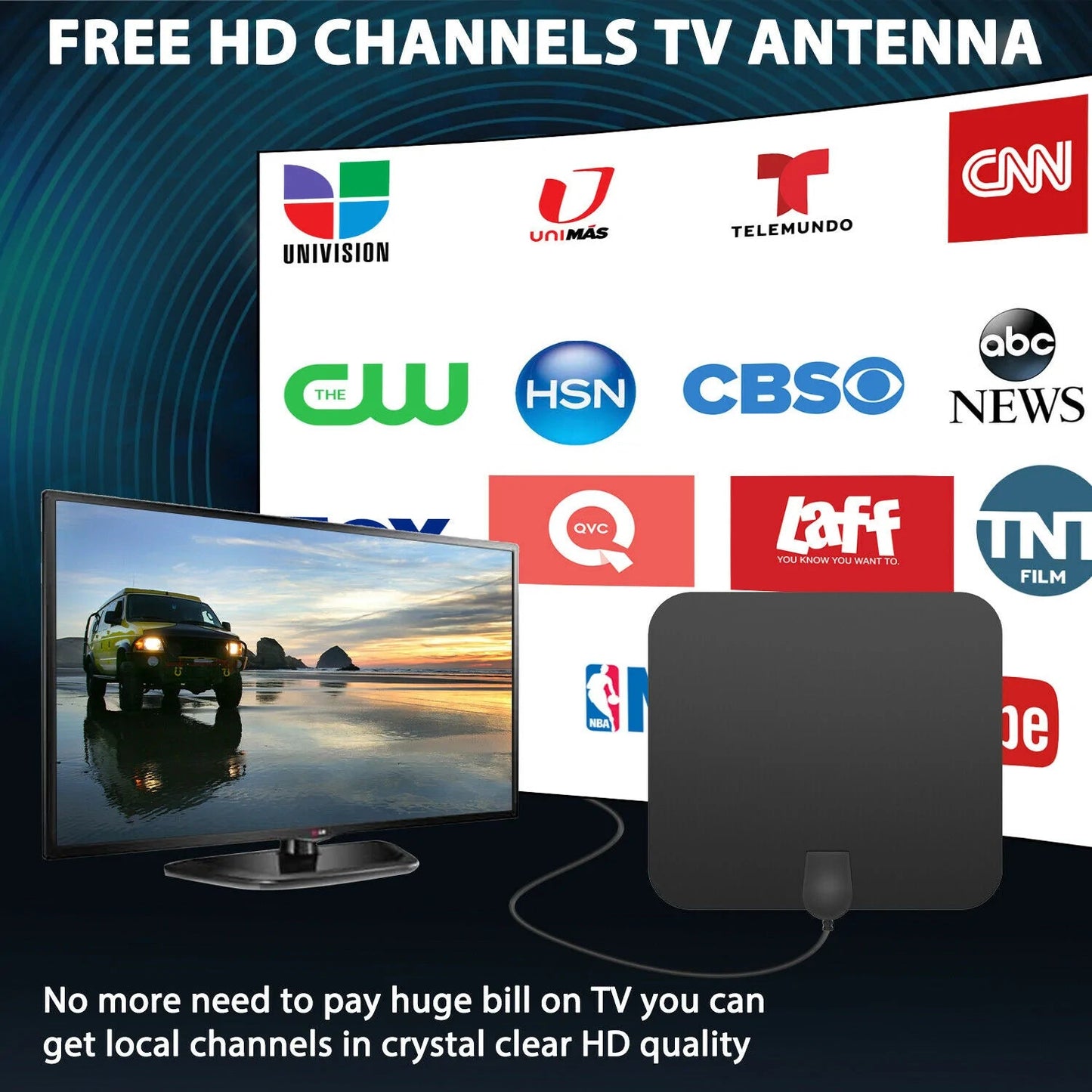 300 Miles Indoor Digital Amplified HDTV Antenna W/ Signal Booster 6