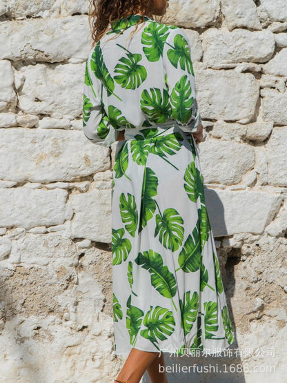 Robe vintage en mousseline de soie à col en V Madrid - Maxi taille haute à imprimé floral