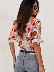  Vienna | Stylish Red Floral Blouse-3