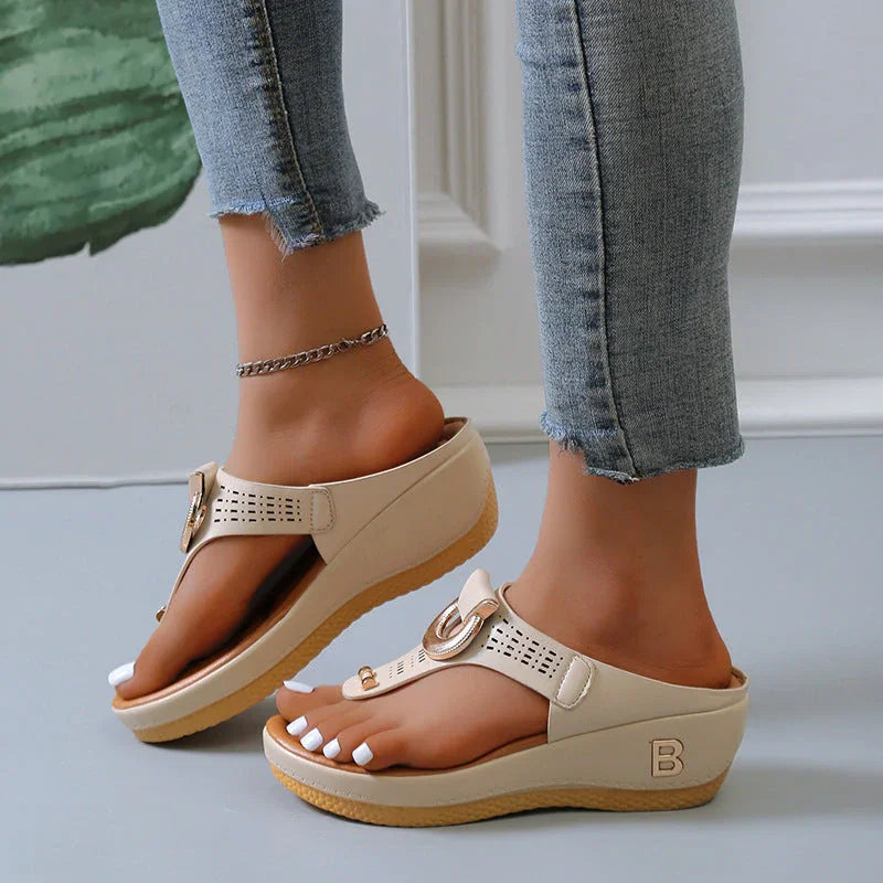 ADELAIDE | Leather Wedge Sandals-5